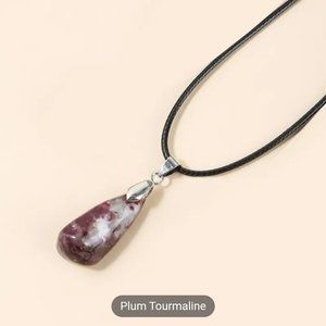 Plum tourmaline necklace women men 17"